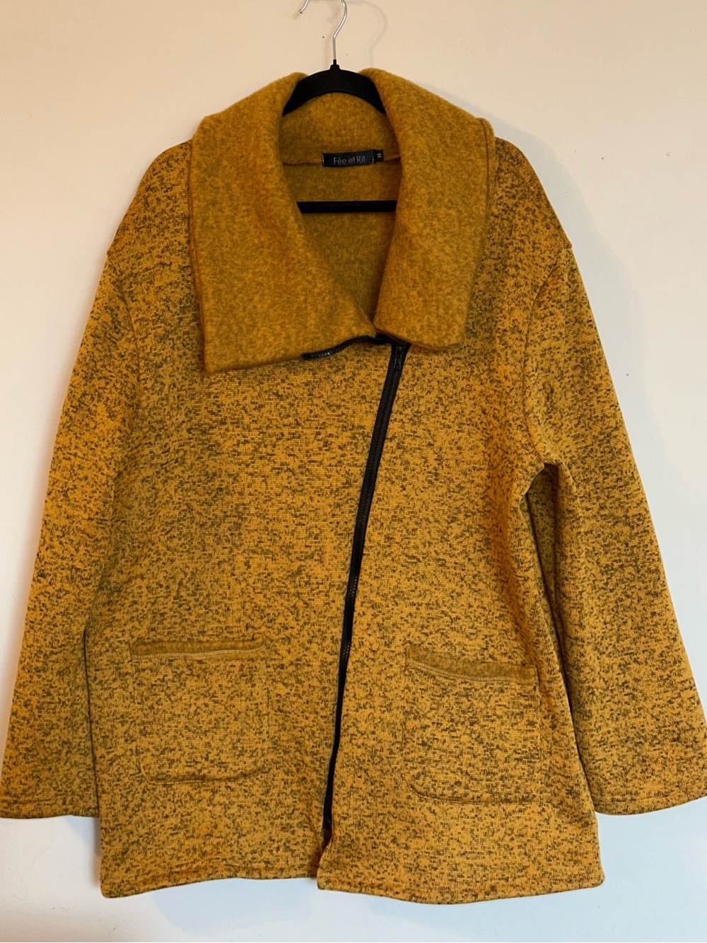 Women’s Mustard Wool-Blend Asymmetrical Pea Coat